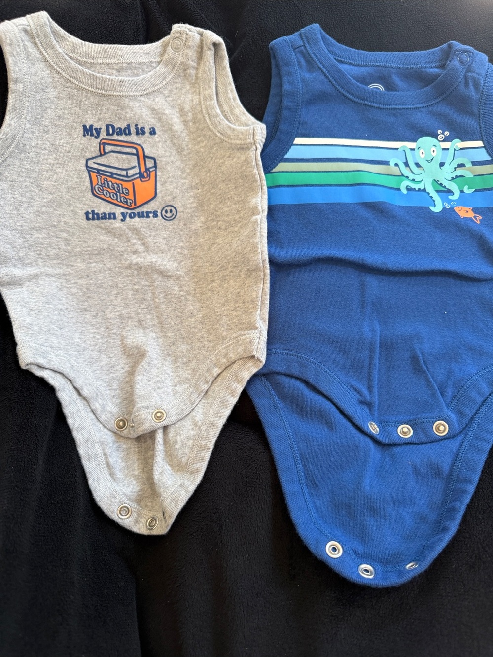 wonder nation Baby Bodysuit Set - Blue & Gray with Octopus and Cooler Graphics